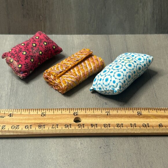 Vintage Dollhouse Miniature Fabric Pillows/Bolts Set of 3 - Picture 3 of 3